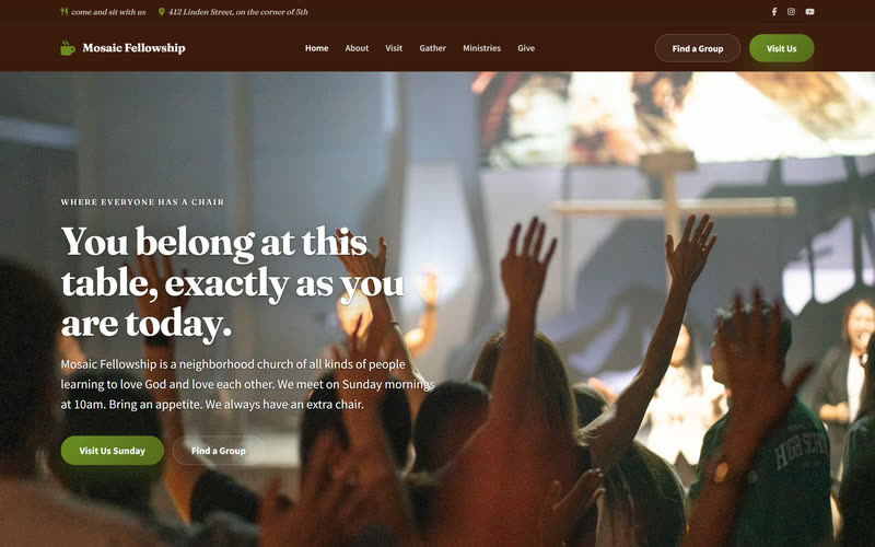 Community Hub website design example